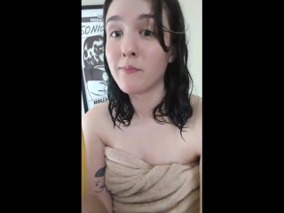 riley scarlett flashes wet boobs after shower on cam cam